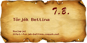 Törjék Bettina névjegykártya